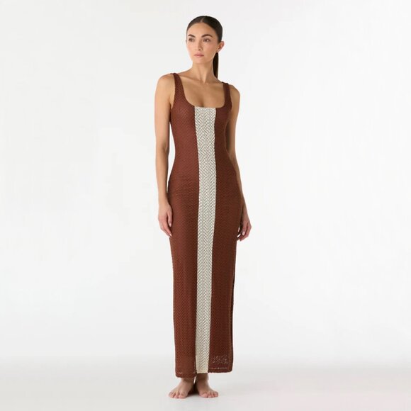 Palmacea | Fara Textured Nilo Brown Maxi Dress | NWT - Picture 8 of 15